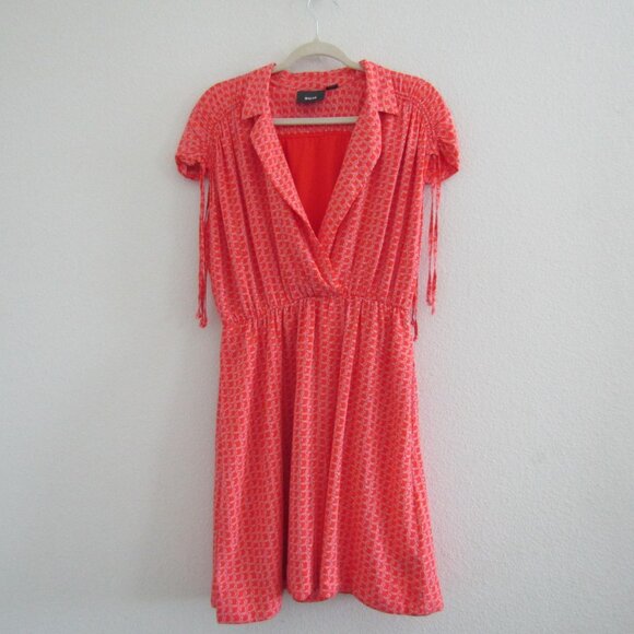 Anthropologie Maeve Printed Shirt Dress Medium Orange Boho Lightweight Feminine - Picture 2 of 14